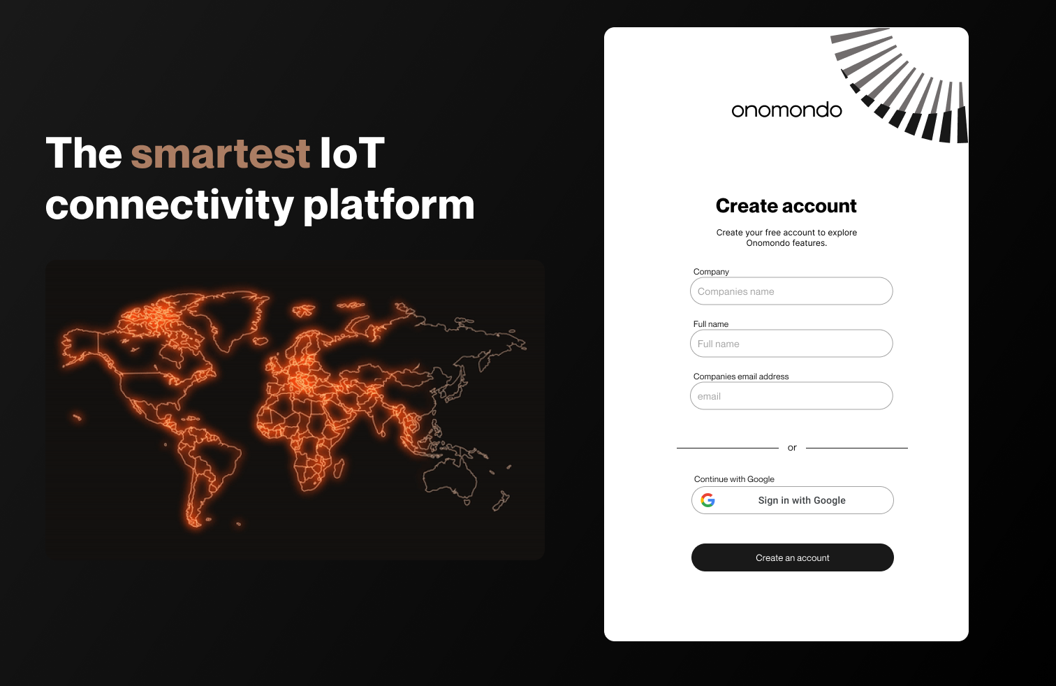 Register screen focused on the global network map and marketplace
